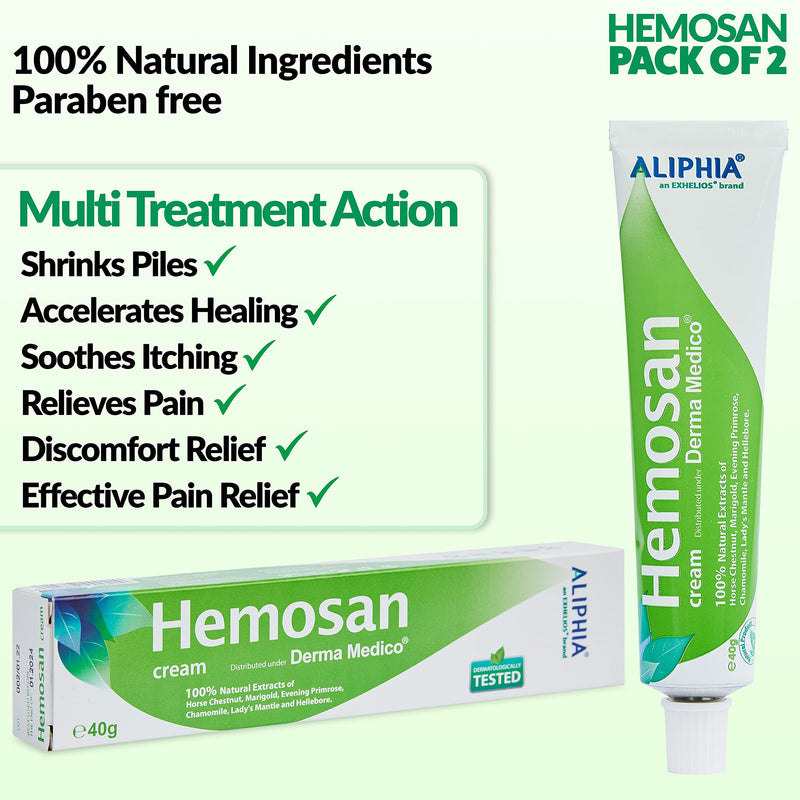 Derma Medico HEMOSAN Hemorrhoid Creams 2 Pack, Fast Pain Relief Piles Treatment Strong Anal Haemorrhoid Cream Fissure Anal Eczemas Pruritus ANI, 100% Natural Plant Extracts Pile Oinment Paraben Free - NewNest Australia