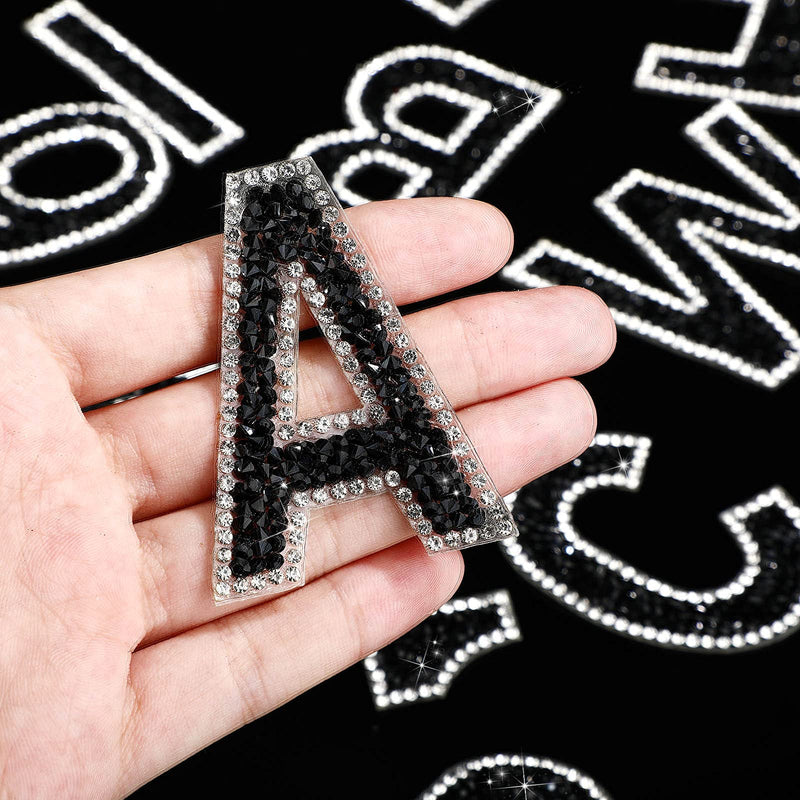 37 Pieces Bling Rhinestone Letter Stickers Alphabet Number Symbol Crystal Self-Adhesive Stickers Rhinestone Letter Stickers for Art Crafts Clothing DIY Decors (Black, White) Black, White - NewNest Australia