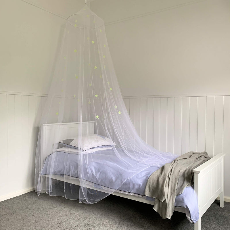 NewNest Australia - Zeke and Zoey Kids Hanging Bed Canopy for Girls Bed or Boys with Glow in The Dark Stars, The Bed Netting Stars Will Light up Your Child’s own Galaxy. Ideal Bedroom Decorative Tent 