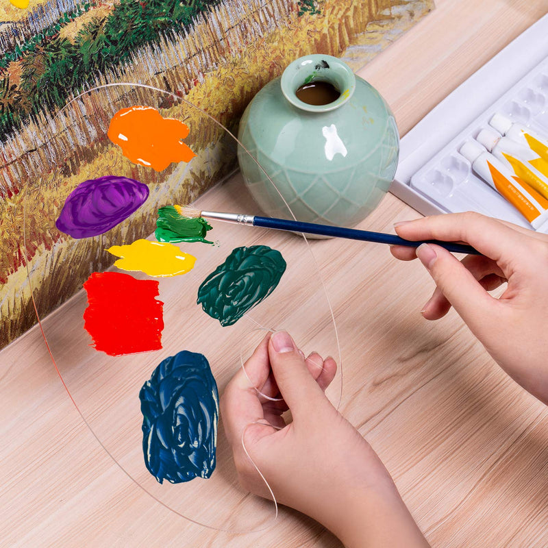 3pcs Acrylic Paint Palette Clear Art Palette for Adults & Kids, Transparent Non-Stick Oil Paint Palette with Protective Kraft for DIY Craft Art Painting Plate - NewNest Australia