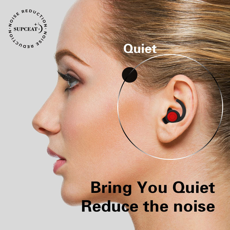 SUPCEAT Ear Plugs for Sleeping Noise Canceling, 2 Pairs(S/L) Reusable&Washable Earplugs Sound Blocking, Soft Silicone Noise Reduction Ear Plug for Sleep, Music, Parties, Festivals, Concerts Black - NewNest Australia