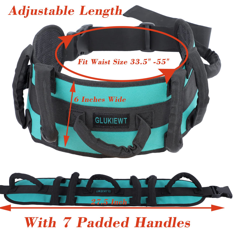 Gait Belts Transfer Belts for Seniors with 7 Padded Handles Widen Gate Belt for Lifting Elderly & Patient Medical Walking Aid Gait Belt with Quick Release Buckle Fit for 33.5" -55" Waist Green - NewNest Australia