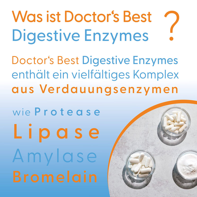 Doctor's Best, Digestive Enzymes, 90 Vegetarian Capsules, Enzyme Mix, Laboratory Tested, Gluten Free, Soy Free, Non-GMO 90 Pieces (Pack of 1) - NewNest Australia