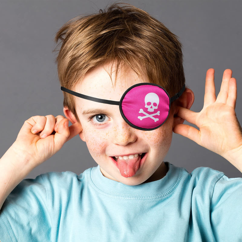 SATINIOR Silk Adjustable Eye Patch 4 Pieces Lazy Eye Patches with Elastic Strap Single Right or Left Pirate Eye Patch for Adults Kids Soft Silky Eyepatch with Unicorn Skull Leaves Wave Pattern - NewNest Australia