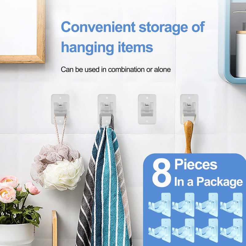 8PCS No Drill Curtain Rod Brackets Upgraded Curtain Rod No Drilling Self Adhesive Curtain Rod Hooks with Screws, Nail Free Adjustable Curtain for Poles Less Than 4cm in Diameter (Transparent) Transparent - NewNest Australia