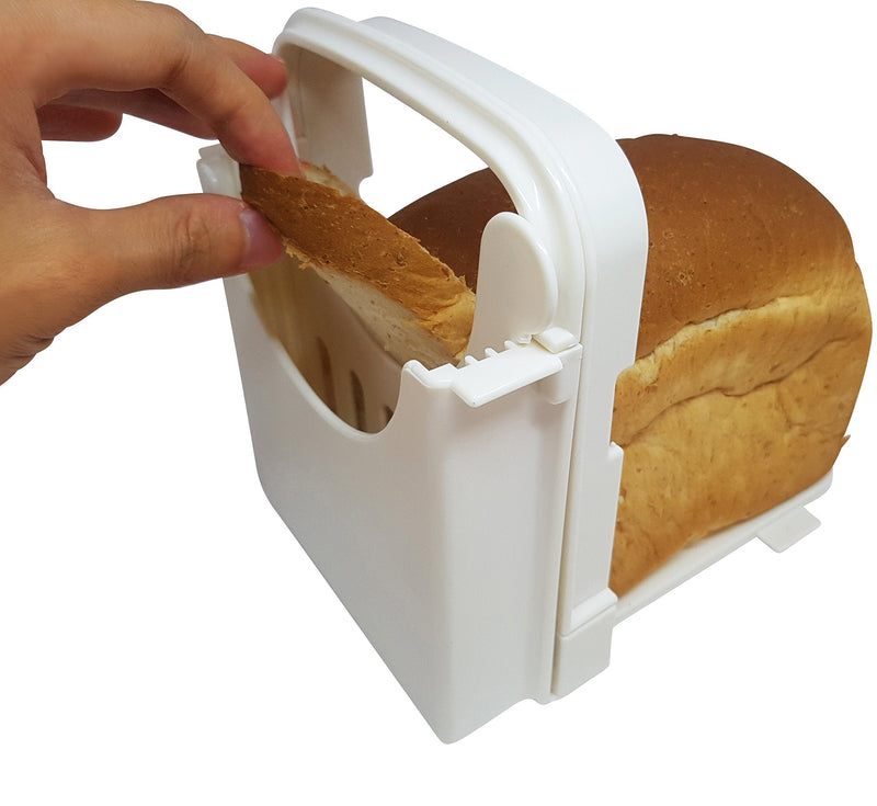 Eon Concepts Bread Slicer Guide For Homemade Bread With Rubber Feet Paddings and E-book | Loaf Cutter Machine - Foldable Adjustable & Customizable to 5 Thickness | Bagel/Sandwich/Toast Slicer | - NewNest Australia