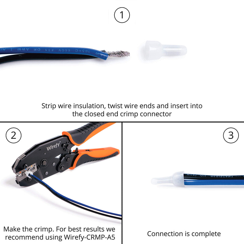 Wirefy 280 PCS Closed End Crimp Connectors - Wire End Caps - 22-10 Gauge - NewNest Australia