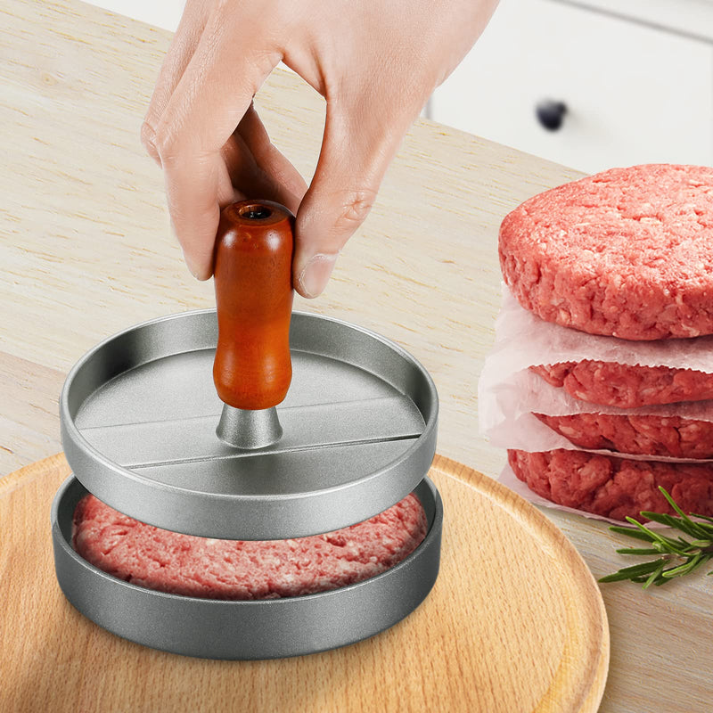 PIQUEBAR Burger Press Patty Maker Stainless Steel Hamburger Mold Non-Stick with 100 Patty Papers - NewNest Australia