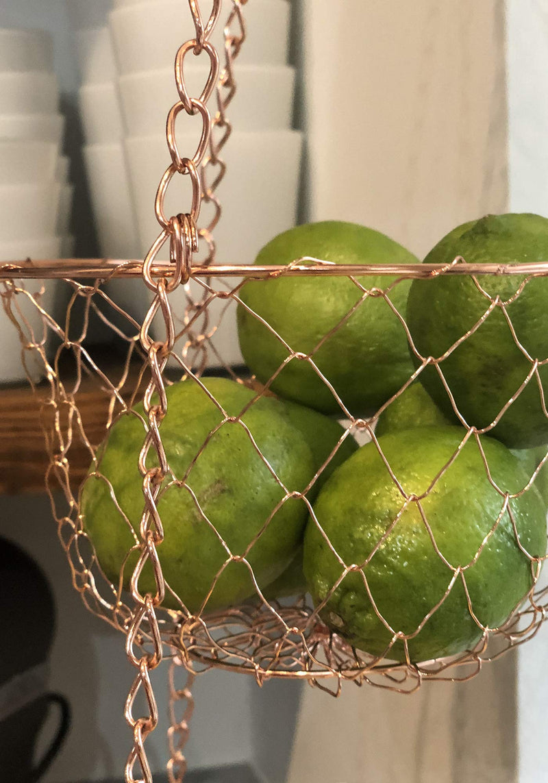 NewNest Australia - Fox Run 3-Tier Copper Kitchen Hanging Fruit Baskets, 32 Inches 
