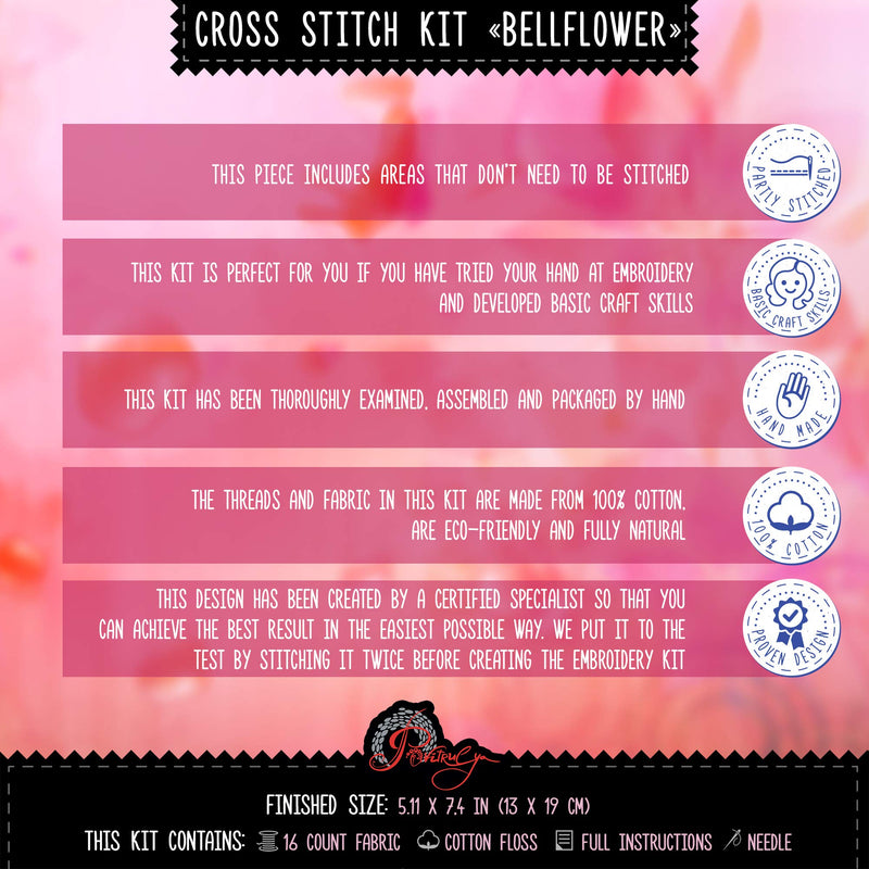 American Bell-Flower Counted Cross Stitch Kit – Flower DIY Embroidery Set American Bell-Flower - NewNest Australia