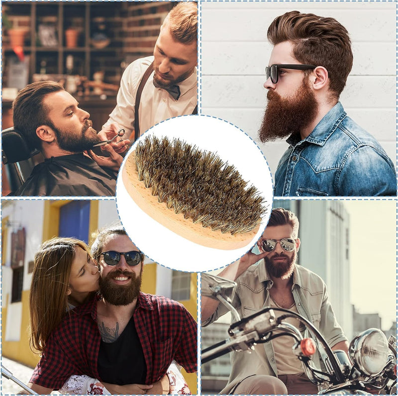 Beard Brush for Men Boar Bristle Hair Brush beard brush men Wooden comb Travel Daily Beard Care with Storage Bag For Softer Beard - NewNest Australia