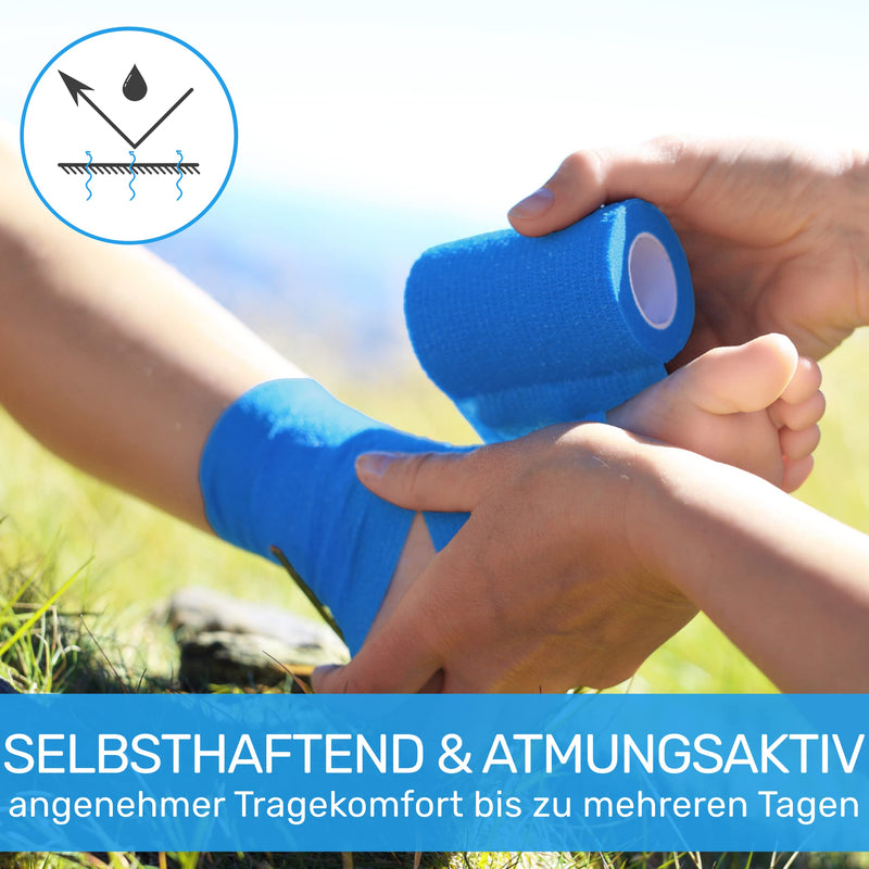 Aktimed Self-Adhesive Bandage (Pack Of 10) - High-Quality Self-Adhesive Bandage - Fixation Bandage Self-Adhesive For Sports Injuries & First Aid * Self-Adhesive Bandage (Blue) - NewNest Australia