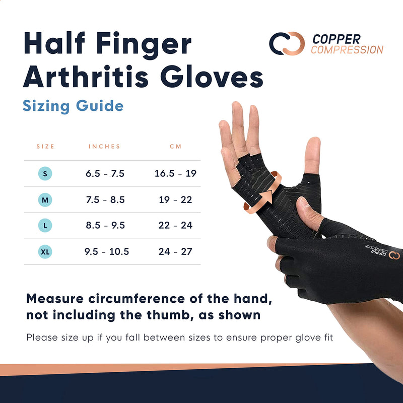 Copper Compression Arthritis Gloves - Best Copper Infused Fingerless Glove for Carpal Tunnel, RSI, Rheumatoid , Tendonitis, Hand Pain, Computer Typing, Support for Hands. Fit for Women & Men - 1 Pair - Small Small (1 Pair) - NewNest Australia