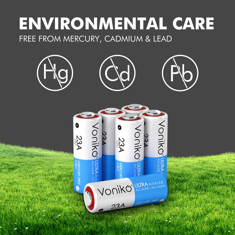 VONIKO Alkaline Battery 23A - Ultra 23A Batteries (6-Pack) - Long Lasting 12 Volt A23 Battery for Doorbells and Power Remote 6 Count (Pack of 1) - NewNest Australia