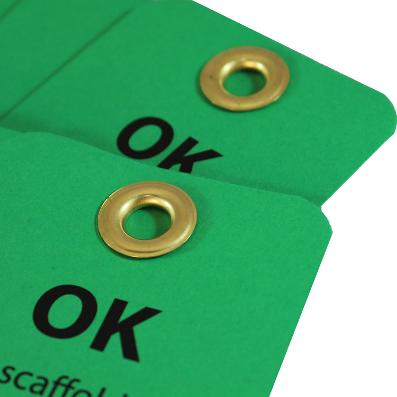 NMC SPT3 OK - DO NOT ALTER Tag - [Pack of 25] 3 in. x 6 in. 2 Side Cardstock Inspection Tag with Grommet, Black Text on Green Base - NewNest Australia