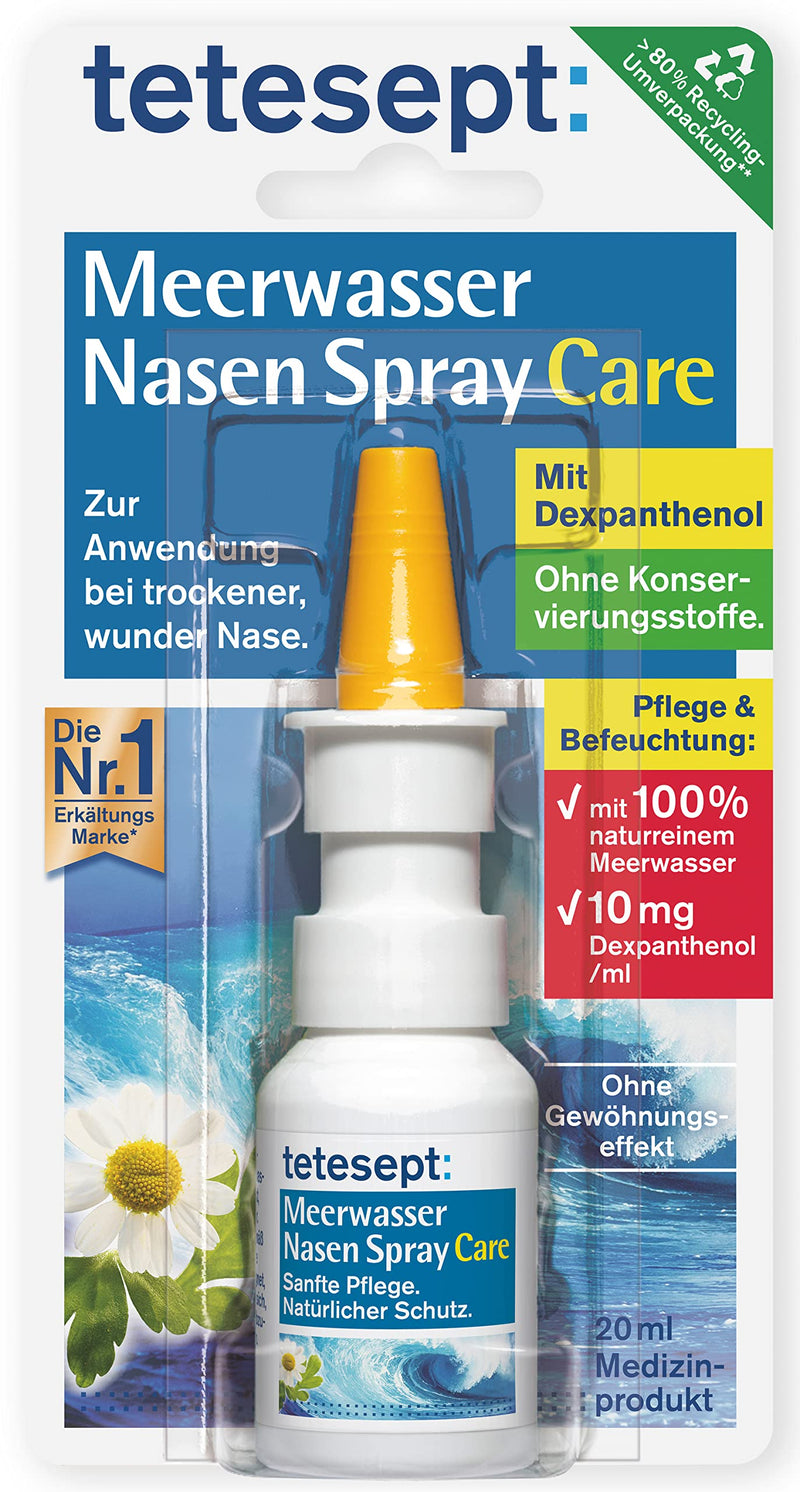 Tetesept Seawater Nasal Spray Care - Nourishing And Decongestant Nasal Spray For Natural Cleansing & Regeneration Of The Nasal Mucosa In Case Of A Cold - 5 X 20 Ml - NewNest Australia