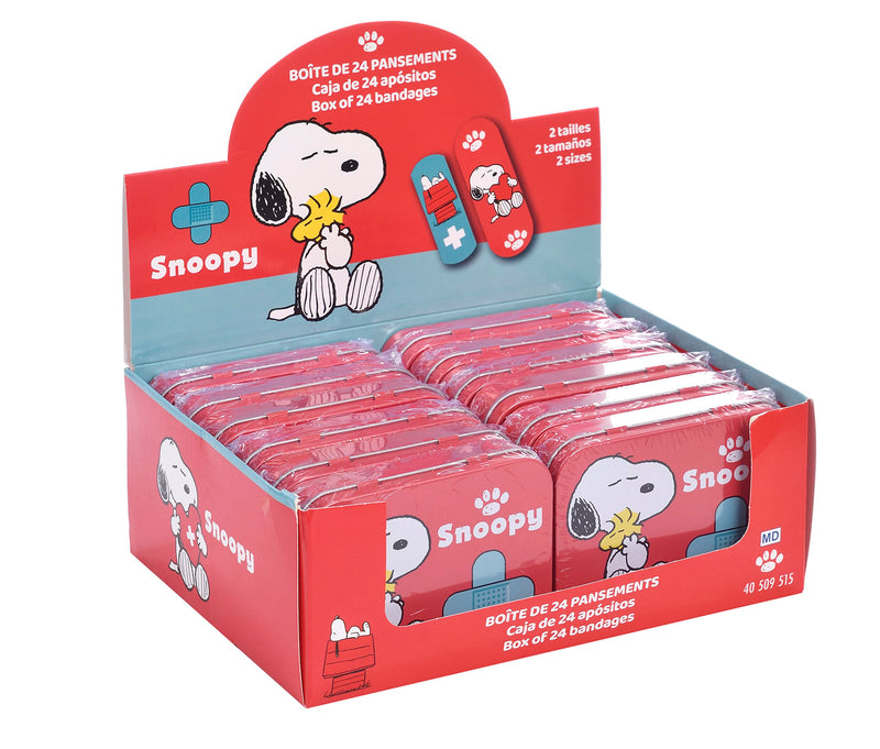 Snoopy Children's Plaster - Metal Box - 24 Plasters - Beautiful Design Plaster Storage Box for Children - Suitable for Backpack - Handbag Snoopy - NewNest Australia