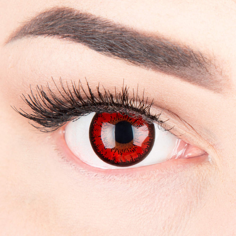 Red Crazy Fun contact lenses 'Red Flower' without strength with free lens case - top quality for carnival, carnival and Halloween 2024 0.0 diopters 8.6 millimeters 14.00 millimeters 2.0 - NewNest Australia
