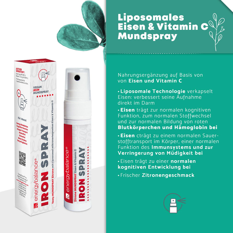 Iron Spray mouth spray with liposomal microencapsulated iron & vitamin C, 150 sprays, for up to 1 month - NewNest Australia