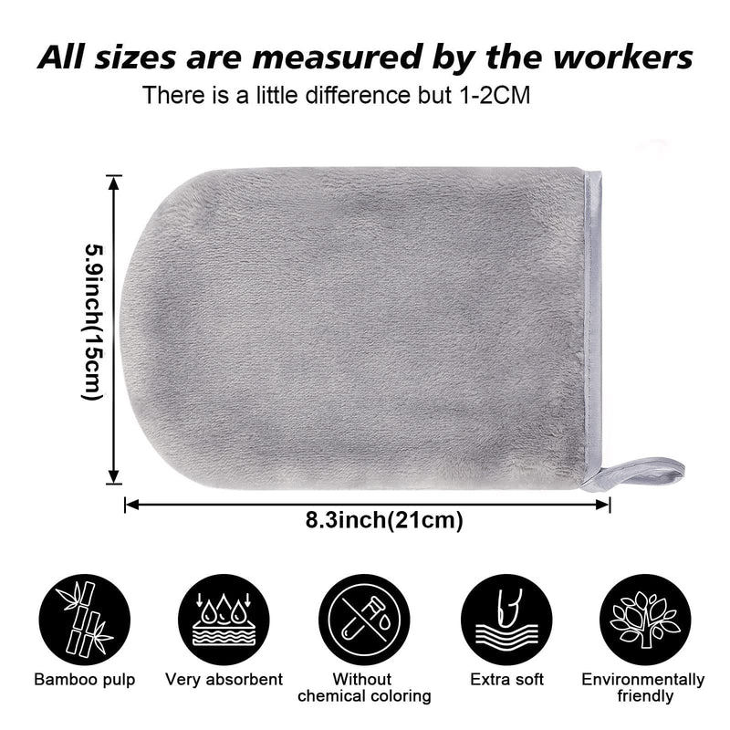 PHOGARY 8 Pcs Microfiber Wash Mitts Flannel Soft Wash Mitt Bath Spa Cloth Reusable Makeup Remover Gloves European Style Wash Cloth 15x21cm (Grey) - NewNest Australia