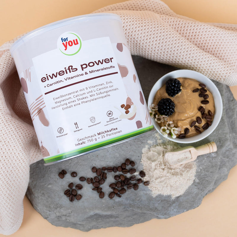 Power Protein According To Dr. Strunz With Free Shaker I Well-Soluble, Creamy Multi-Component Protein: Whey, Soy, Milk, Chicken Egg Protein + L-Carnitine Vitamins Minerals I Cs 156 (Latte Coffee) - NewNest Australia