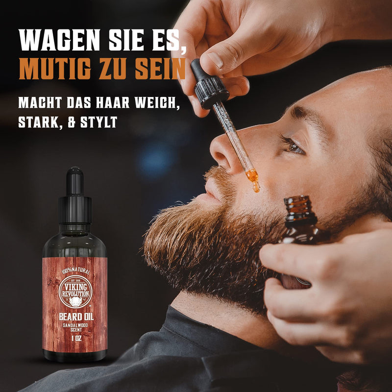 Viking Revolution Sandalwood Beard Oil 30ml - Beard Oil Men All Natural All Natural With Organic Argan And Jojoba Oils. Softens and strengthens the beard and mustache - NewNest Australia