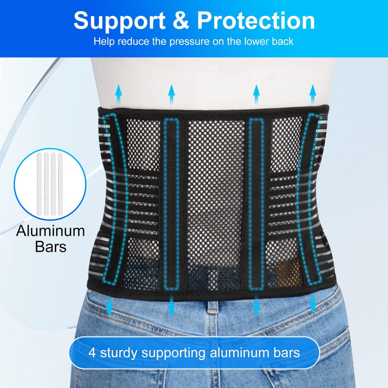 supregear Lower Back Brace, Adjustable Breathable Back Brace for Lower Back Belt Waist Lumbar Support for Men Women Back Pain, Herniated Disc, Sciatica, Scoliosis (Black, S) Black - NewNest Australia