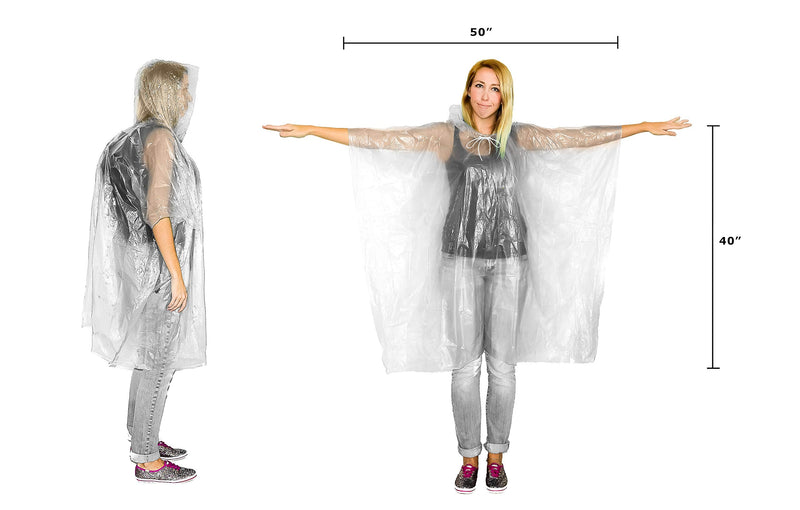 Lingito 5, 10, 15 or 100 Packs Rain Poncho, Disposable Emergency Rain Ponchos B - Clear Poncho (5 Pack) - NewNest Australia