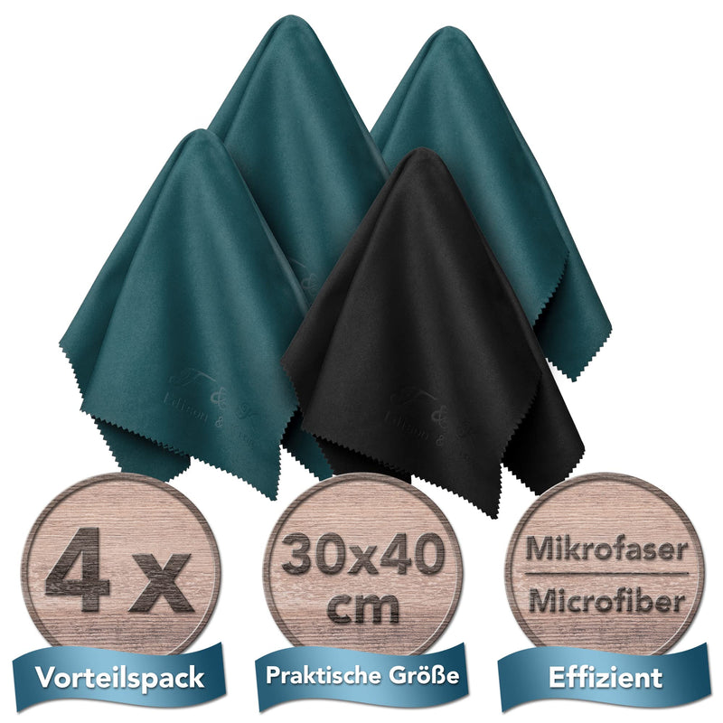 Glasses cleaning cloths in XXL format - pack of 4 microfibre cloths (30cm x 40cm) 30 x 40 cm petrol (pack of 4) - NewNest Australia