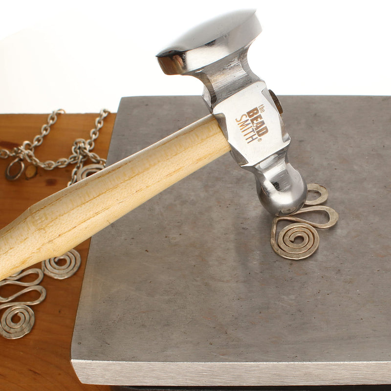 The Beadsmith Two-Sided Chasing Hammer - 10.75 Inches Wooden Handle, 2.25” Steel Head with a 14mm Ball Pein & 28mm Domed Face - Tool Used to Add Texture and Dimension to Metalwork 1.26 x 3.03 x 11.9 cm - NewNest Australia