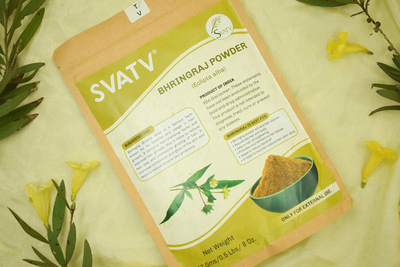 SVATV Natural Bhringraj Powder (Eclipta Alba) for Silky & Soft Hair Care | Promote Hair Growth | Increases Hair Thickness | Ayurvedic Hair Products - 227 Grams - NewNest Australia