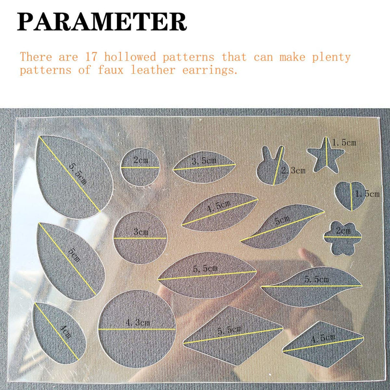 SHUANGART Reusable Earrings Making Template, Plastic Cutting Stencil for DIY Jewelry Making, Can Make Plenty of Faux Leather Earrings, Contains 2 Pcs Faux Leather Sheets(Random Colors) - NewNest Australia