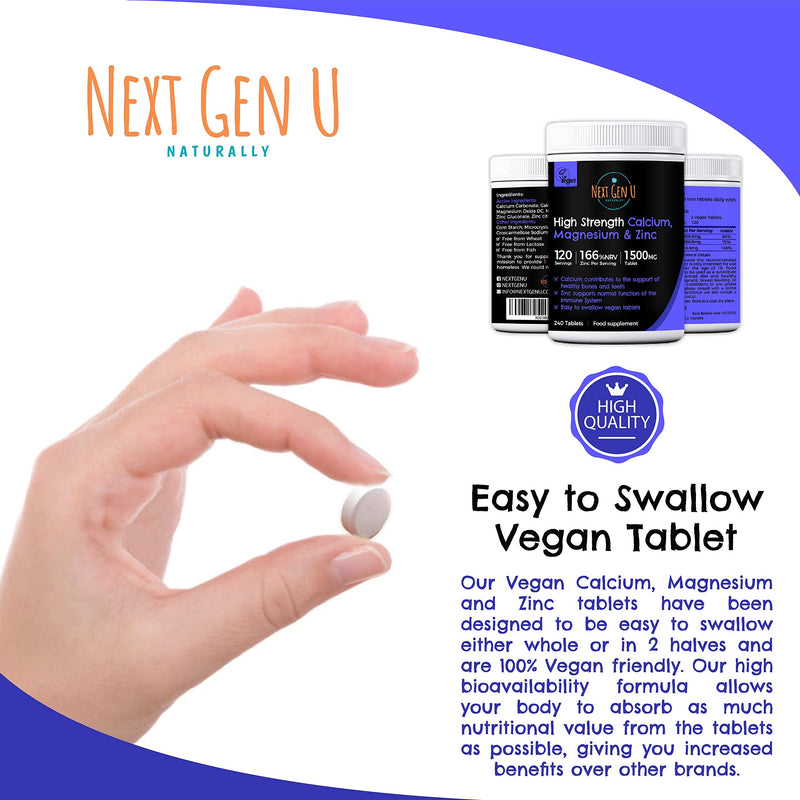 Calcium Magnesium and Zinc Supplement - 120 High Strength Vegan Osteo Tablets | Supports Healthy Nerve & Muscle Function | Vegetarian Friendly Calcium Supplement Complex - NewNest Australia
