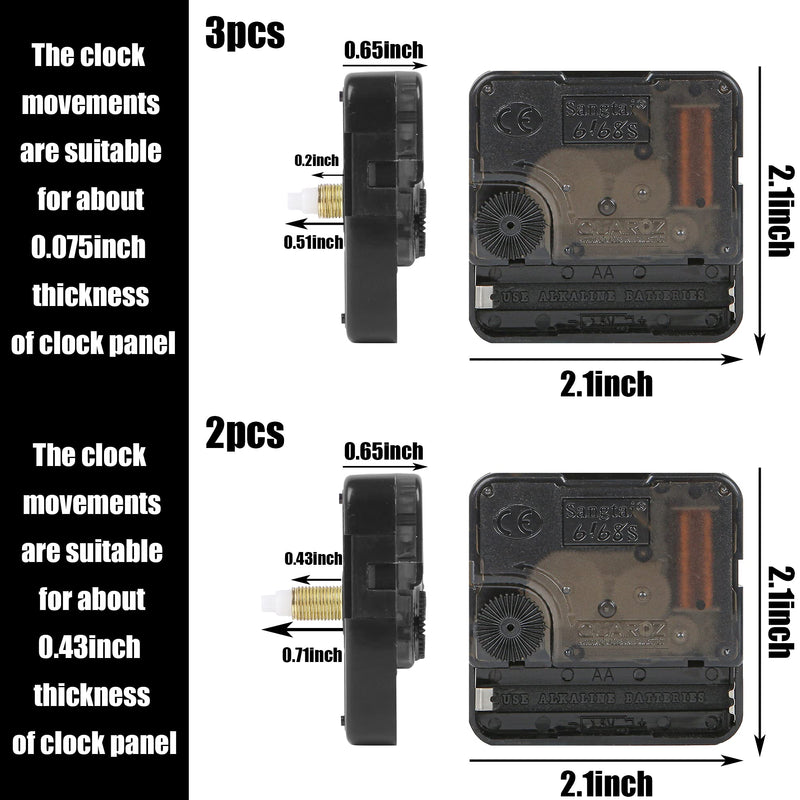 5pcs High Torque Quartz Clock Movement Mechanism Replacement Clock Kit with 12 Different Pairs of Hands Clock for DIY Handicrafts Repair Clock Parts Shaft Lengths 13mm 18mm - NewNest Australia