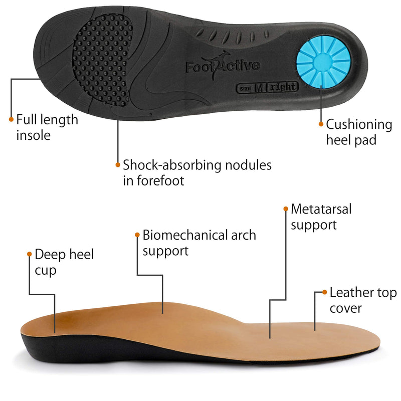 Orthotic Arch Support Insoles | FOOTACTIVE NATURE PLUS | Full-Length Leather Arch Support Insole To Relieve Heel Pain, Plantar Fasciitis, Knee Pain, Back Pain and Achilles Tendonitis 7/8.5 UK - NewNest Australia