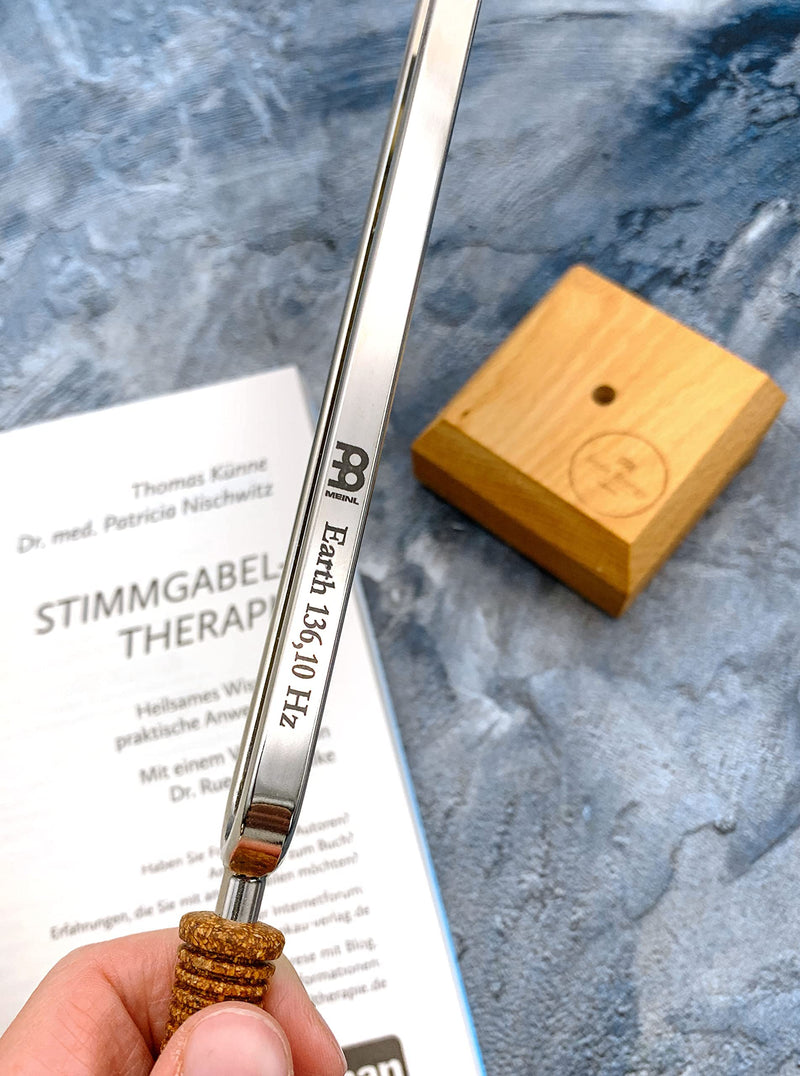 Sonic Energy beginner tuning fork set "Earth" - Om tuning fork in 136.10 Hz - including wooden stand and book for tuning fork therapy (TF-E+BOOK) standard - NewNest Australia