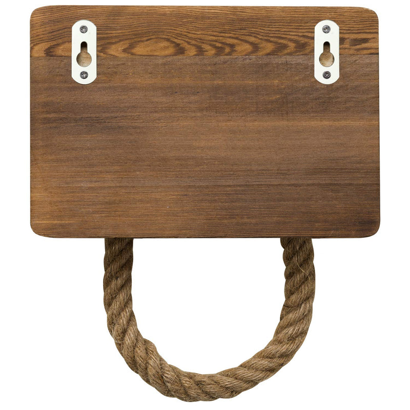 MyGift Dark Brown Rustic Wood & Industrial Pipe Wall Mounted Rope Towel Ring - NewNest Australia