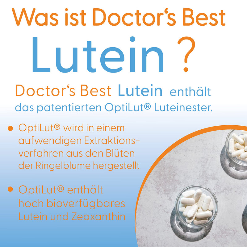 Doctor's Best, Lutein, with Optilut, 10 mg, 120 vegan capsules, carotenoid, zeaxanthin, laboratory tested, high dose, soy free, gluten free - NewNest Australia