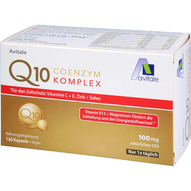 Avitale Coenzyme Q10 complex capsules with 100mg, purely plant-based coenzyme Q10, vitamin C, 120 capsules - NewNest Australia