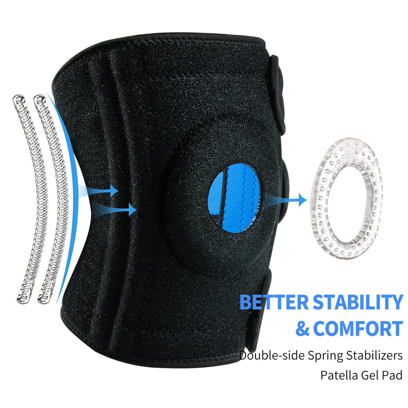 ABYON Knee Brace with Patella Gel Pads & Spring Side Stabilizers for Knee Pain, Swollen, Meniscus Tear, Arthritis, ACL, PCL, MCL, Recovery, 4 Sizes XL - NewNest Australia