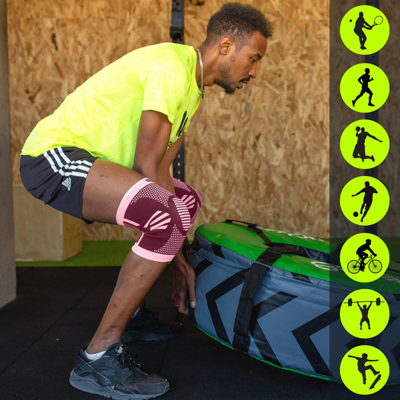 Feel Recovery Pack Of 2 Knee Supports For Men & Women - Compression Knee Support Sports For Knee Pain - Knee Brace For Osteoarthritis & Meniscus - Breathable & Non-Slip (Xl, Bordeaux) - NewNest Australia