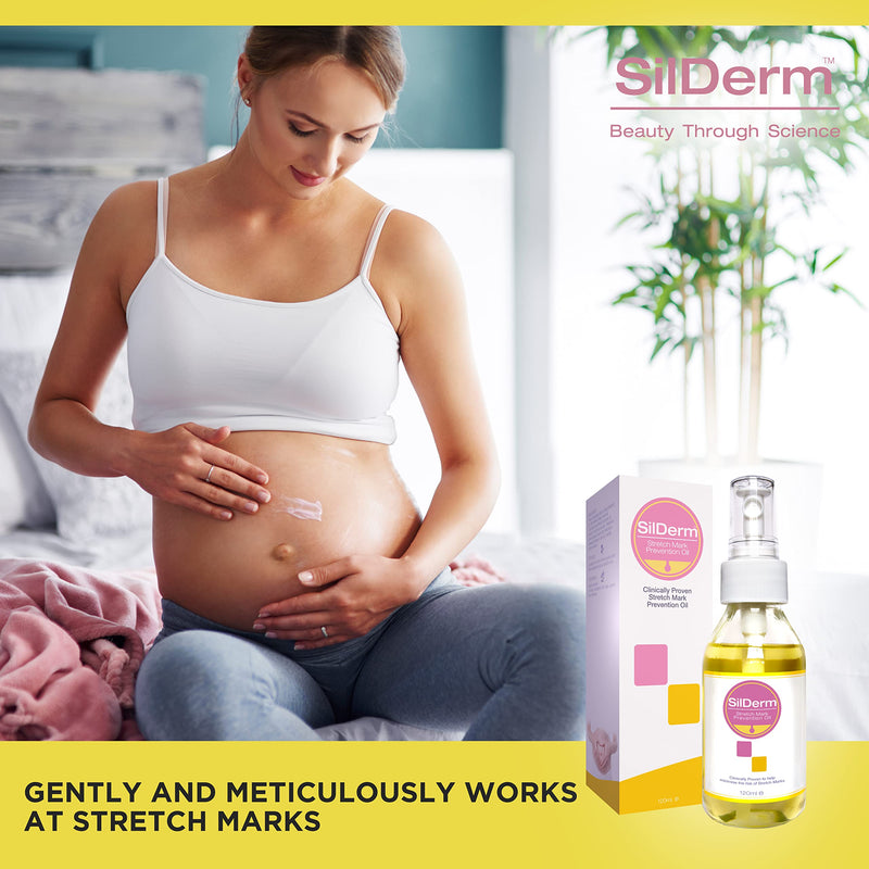 SilDerm Stretch Mark Oil - 120ml - Firming Stretch Mark Lotion for Pregnancy, Body & Tummy - Stretch Mark Oils for Men & Women - Natural Scar Oil Skincare with Vitamin E & Almond Oil - NewNest Australia