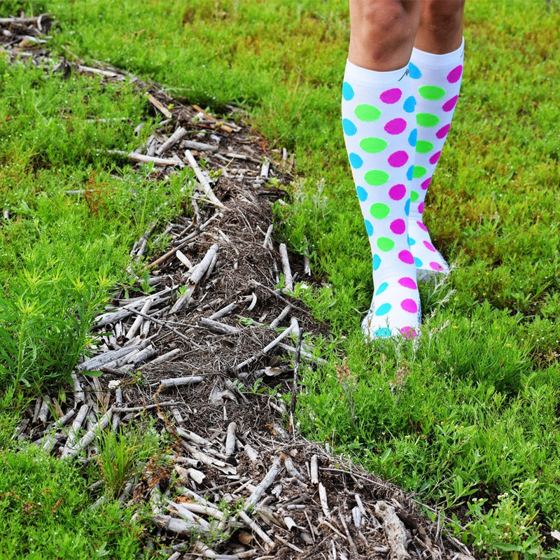 NEWZILL Medical Compression Socks for Women & Men Circulation 20-30 mmHg 1 I 3 Pairs Best for Running Nursing Hiking Travel Polka Dot Small - NewNest Australia
