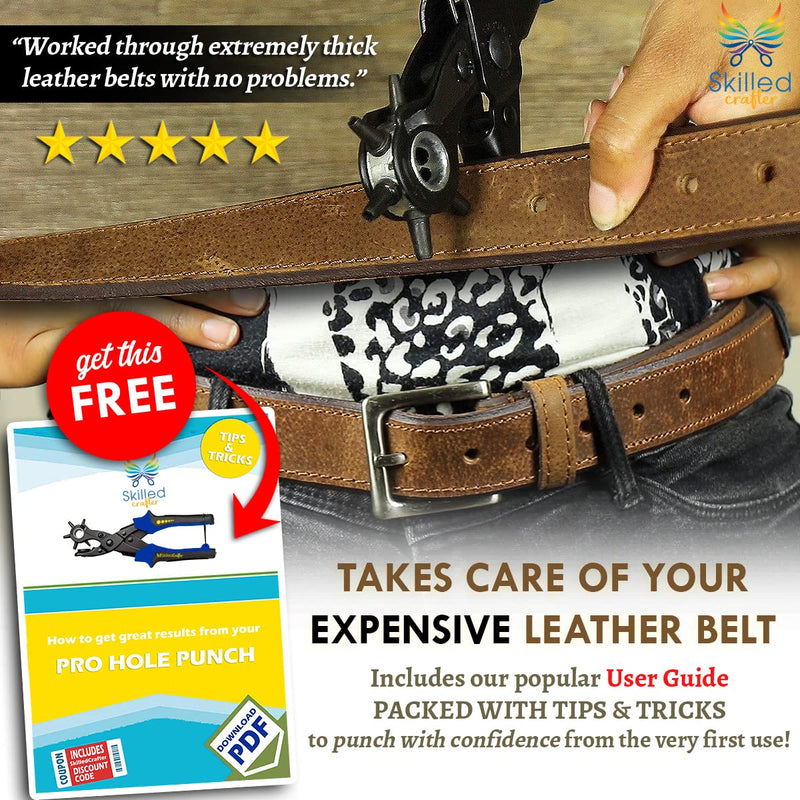 Leather Hole Punch & Belt Hole Puncher Easily Punches Perfect Round Holes. Bonus Ruler & Awl Tool. Leather Punch Tool for Watch or Bag Strap, Fabric, Eyelet - Precision Crafting & Professional Results 1 Pack - NewNest Australia