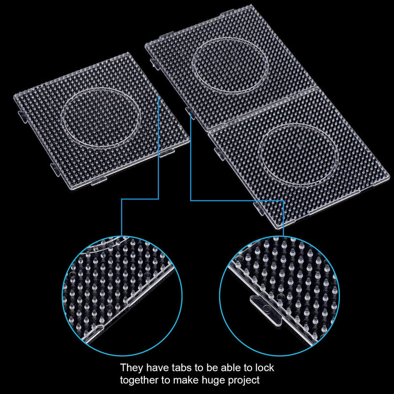H&W 4PCS 5mm Fuse Beads Boards, Large Clear Pegboards Kits, with Gift 4 Lroning Paper (WA3-Z1) 4 PCS - NewNest Australia