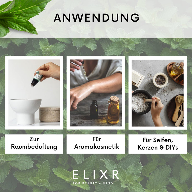 Elixr Chinese Mint Oil For Room Fragrance, Aromatherapy & Massage Oil - 100% Mint Leaf Essential Oil With Intense Fragrance - Certified Natural Cosmetics From Germany (10Ml) - NewNest Australia