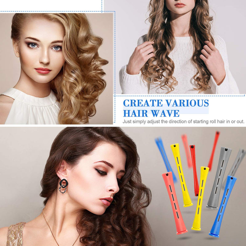 60 Pieces Hair Perm Rods Set Plastic Perming Rods Cold Wave Rods 5 Sizes Hair Curling Rollers with Rat Tail Hair Comb Stainless Steel Pintail Comb for Women Girls Hairdressing Styling - NewNest Australia