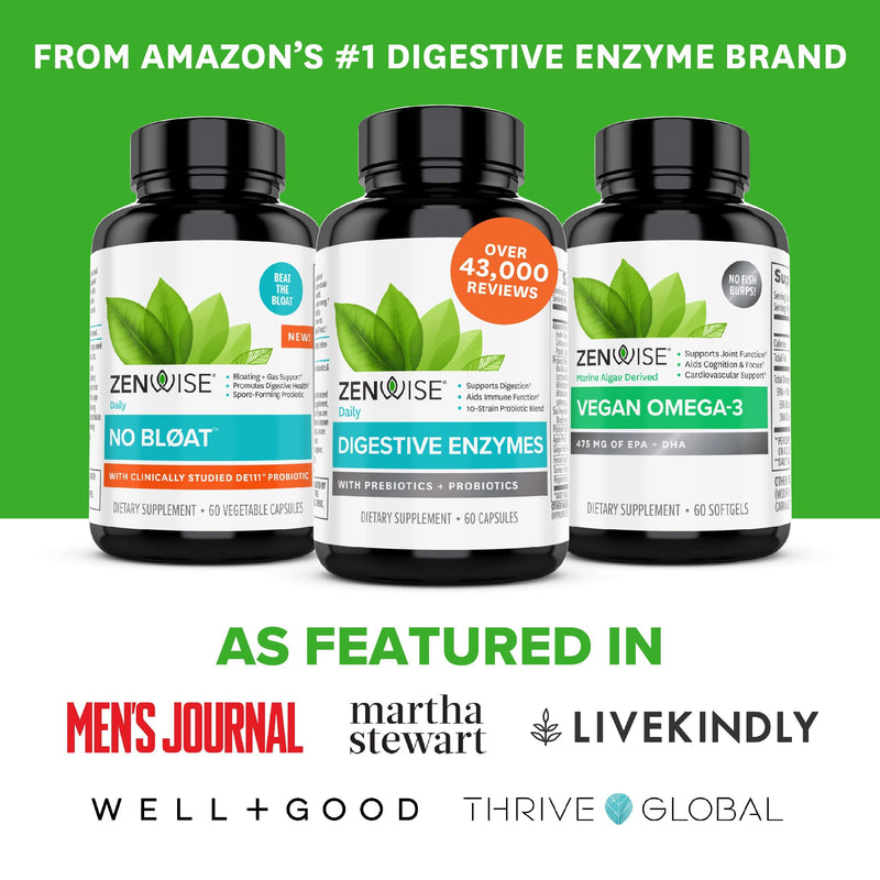 Zenwise Health Digestive Enzymes, Plus Prebiotics & Probiotics Supplement, Travel Size, Daily Digestion + Immune Support, for Occasional Gas, Gut Bloating & Irregularity (30 Count Tin) 30 Count Tin - NewNest Australia