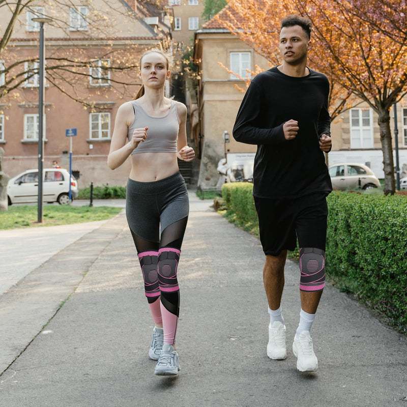 Ruilala Knee Support For Men Women Pack Of 2 Sports Knee Support Adjustable Compression Knee Support For Acl, Meniscus Tear, Running, Weightlifting, Volleyball, Basketball (Rose Red, L) - NewNest Australia