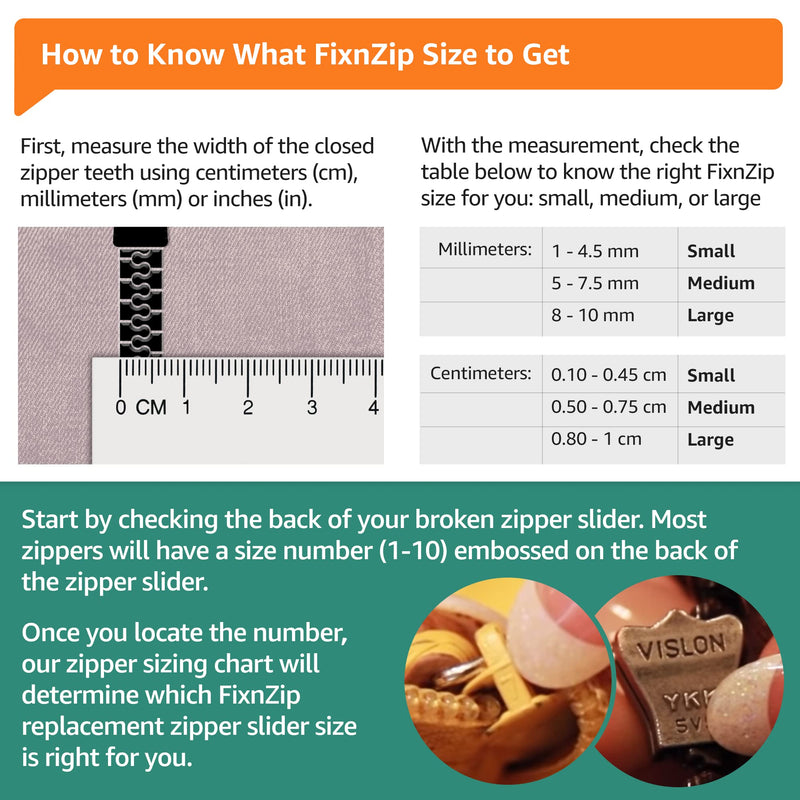FixnZip (Black Nickel) - Universal Zipper Repair Kit for Jackets, Luggage, Bags - Backpack Zipper Replacement Repair Kit - Instant Zipper Fix - (S,M,L) - Made in The USA - NewNest Australia